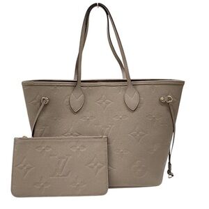 Louis Vuitton Neverfull MM Empreinte monogram  Beige Tote with Matching Pouch